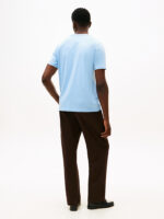 T-shirt Uomo Tommy Hilfiger Regular fit Celeste in Cotone con Bandierina cod MW0MW39995 C1Y - immagine 2
