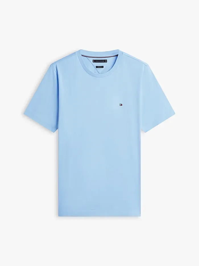 T-shirt Uomo Tommy Hilfiger Regular fit Celeste in Cotone con Bandierina cod MW0MW39995 C1Y, foto 3 di 3