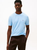 T-shirt Uomo Tommy Hilfiger Regular fit Celeste in Cotone con Bandierina cod MW0MW39995 C1Y