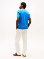 T-shirt regular fit in cotone Uomo Tommy Hilfiger Blu Chiaro con Bandierina ricamata art. MW0MW39995 C4U - immagine 2