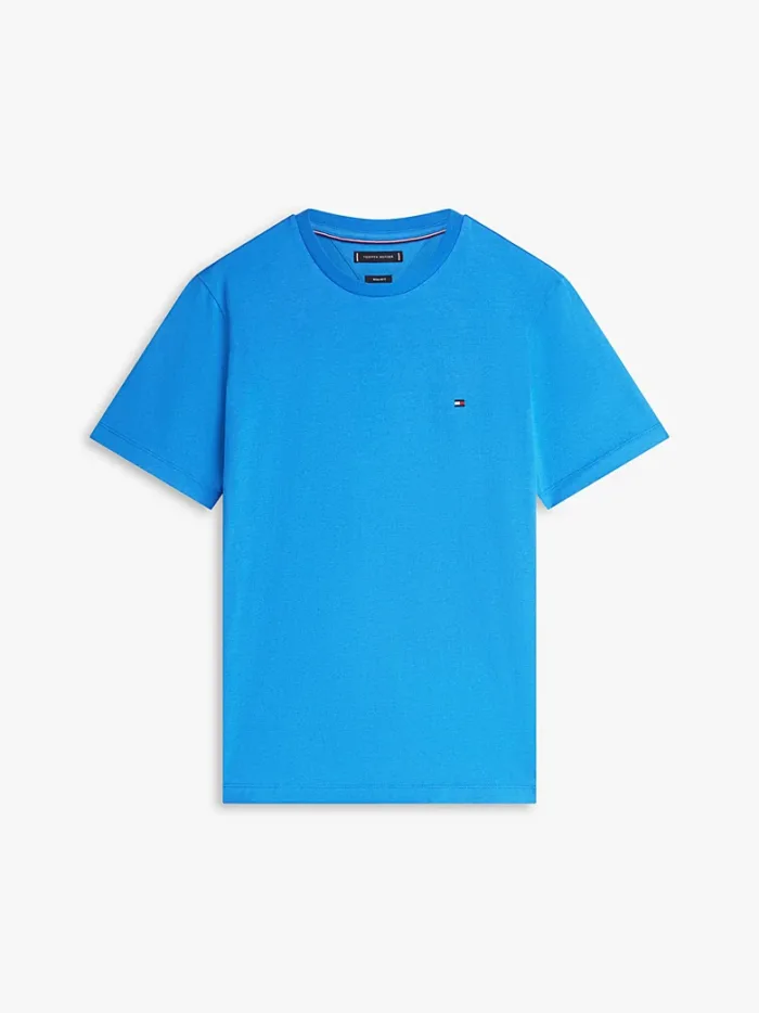 T-shirt regular fit in cotone Uomo Tommy Hilfiger Blu Chiaro con Bandierina ricamata art. MW0MW39995 C4U, foto 3 di 3