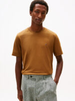 T-shirt Uomo Tommy Hilfiger Regular fit Beige Khaki in Cotone con Bandierina cod MW0MW39995 GWP