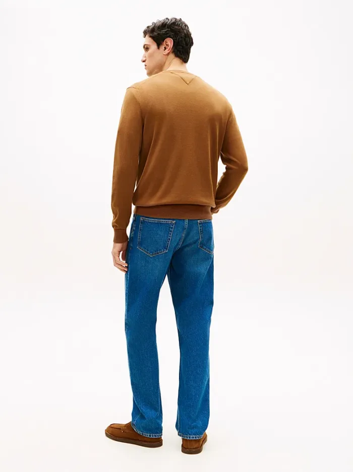 Maglioncino Girocollo in Cotone Uomo Tommy Hilfiger Cammello art. MW0MW39999 GWP, foto 3 di 3