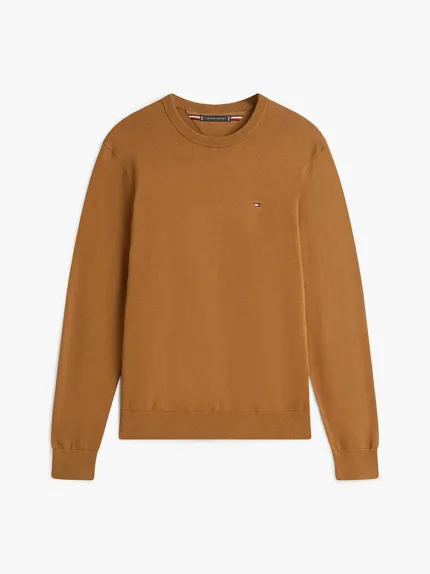 Maglioncino Girocollo in Cotone Uomo Tommy Hilfiger Cammello art. MW0MW39999 GWP