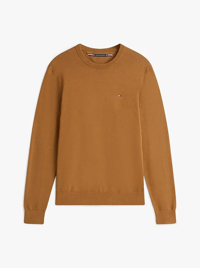 Maglioncino Girocollo in Cotone Uomo Tommy Hilfiger Cammello art. MW0MW39999 GWP, foto 1 di 3