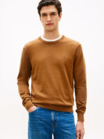 Maglioncino Girocollo in Cotone Uomo Tommy Hilfiger Cammello art. MW0MW39999 GWP - immagine 2