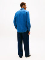 Camicia Uomo Tommy Hilfiger regular fit in Mid Blue Denim con bandierina cod MW0MW40494 1A4 - immagine 4