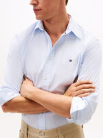 Camicia Uomo Tommy Hilfiger TH Flex regular fit in Cotone a righe Celeste Fondo Bianco cod MW0MW41403 0A5 - immagine 2
