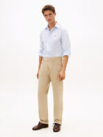 Camicia Uomo Tommy Hilfiger TH Flex regular fit in Cotone a righe Celeste Fondo Bianco cod MW0MW41403 0A5 - immagine 3