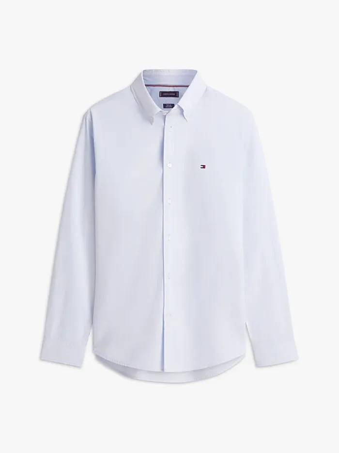 Camicia Uomo Tommy Hilfiger TH Flex regular fit in Cotone a righe Celeste Fondo Bianco cod MW0MW41403 0A5, foto 5 di 5