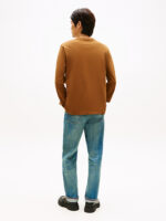 T-shirt Uomo Tommy Hilfiger regular fit Beige khaki a maniche lunghe in jersey con logo cod MW0MW41454 GWP - immagine 4