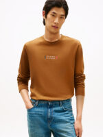 T-shirt Uomo Tommy Hilfiger regular fit Beige khaki a maniche lunghe in jersey con logo cod MW0MW41454 GWP