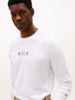 T-shirt Uomo Tommy Hilfiger regular fit Bianca a maniche lunghe in jersey con logo cod MW0MW41454 1BR - immagine 2