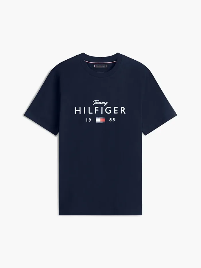 T-shirt Uomo Tommy Hilfiger Regular fit Blu Notte in Jersey con Grafica Frontale cod MW0MW41455 DW5, foto 3 di 3