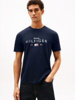 T-shirt Uomo Tommy Hilfiger Regular fit Blu Notte in Jersey con Grafica Frontale cod MW0MW41455 DW5