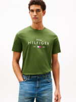 T-shirt Uomo Tommy Hilfiger Regular fit Verde Militare in Jersey con Grafica Frontale cod MW0MW41455 L01