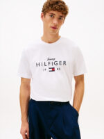 T-shirt Uomo Tommy Hilfiger Regular fit Bianco in Jersey con Grafica Frontale cod MW0MW41455 YBR