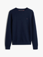 Maglione Girocollo Tommy Hilfiger Blu in Cotone Tramato art. MW0MW41643 C1G