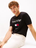 T-shirt Uomo Tommy Hilfiger Regular fit Nera in Cotone con Logo Frontale in Rilievo cod MW0MW42736 BDS - immagine 2