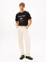 T-shirt Uomo Tommy Hilfiger Regular fit Nera in Cotone con Logo Frontale in Rilievo cod MW0MW42736 BDS - immagine 3
