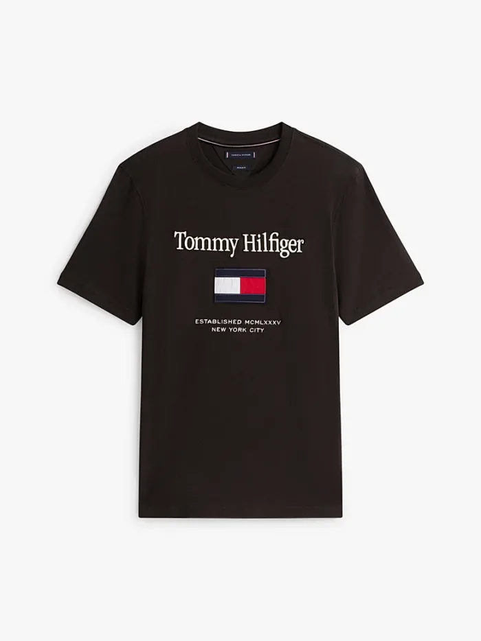 T-shirt Uomo Tommy Hilfiger Regular fit Nera in Cotone con Logo Frontale in Rilievo cod MW0MW42736 BDS, foto 5 di 5