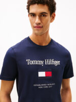 T-shirt Uomo Tommy Hilfiger Regular fit Blu Notte in Cotone con Logo Frontale in Rilievo cod MW0MW42736 DW5 - immagine 2