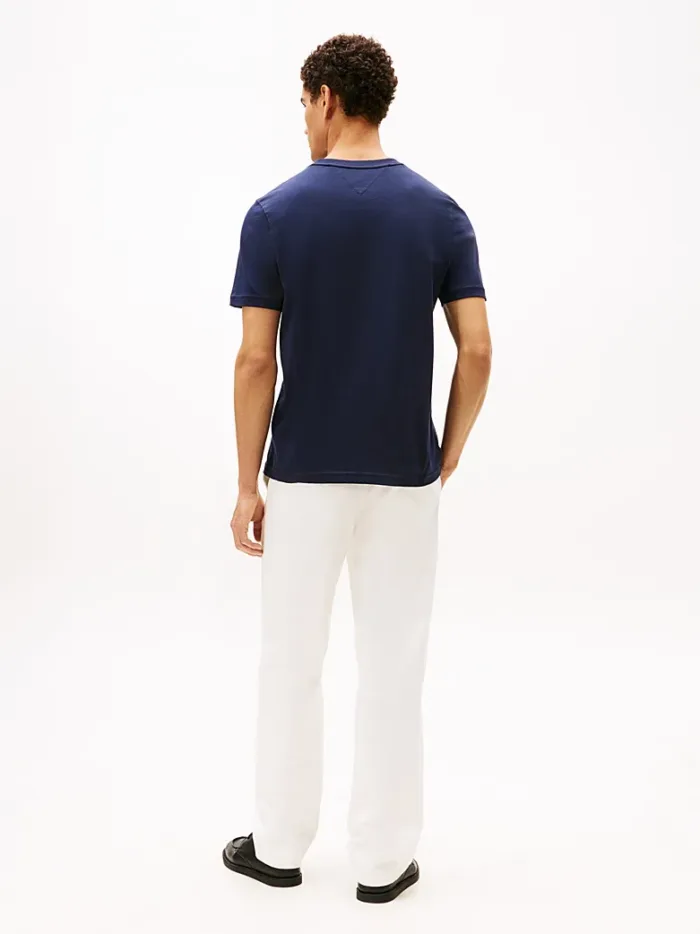 T-shirt Uomo Tommy Hilfiger Regular fit Blu Notte in Cotone con Logo Frontale in Rilievo cod MW0MW42736 DW5, foto 4 di 5