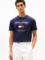 T-shirt Uomo Tommy Hilfiger Regular fit Blu Notte in Cotone con Logo Frontale in Rilievo cod MW0MW42736 DW5