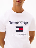 T-shirt Uomo Tommy Hilfiger Regular fit Bianca in Cotone con Logo Frontale in Rilievo cod MW0MW42736 YBR - immagine 2