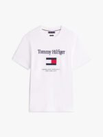 T-shirt Uomo Tommy Hilfiger Regular fit Bianca in Cotone con Logo Frontale in Rilievo cod MW0MW42736 YBR - immagine 5