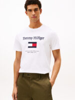 T-shirt Uomo Tommy Hilfiger Regular fit Bianca in Cotone con Logo Frontale in Rilievo cod MW0MW42736 YBR