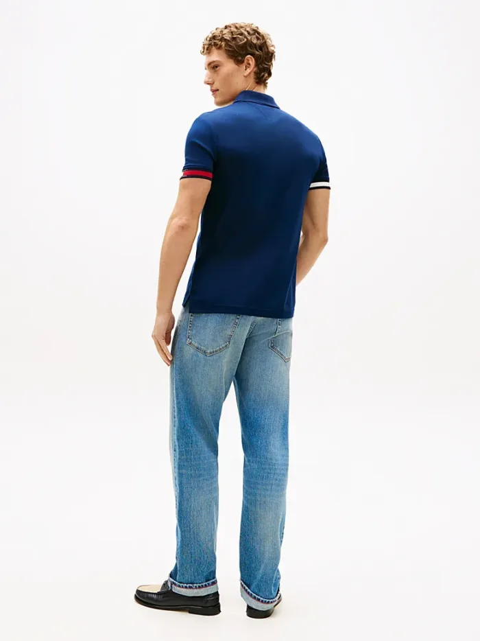 Polo Slim Fit in Maglina Cotone Uomo Tommy Hilfiger Blu art. MW0MW42743 DCC, foto 4 di 4