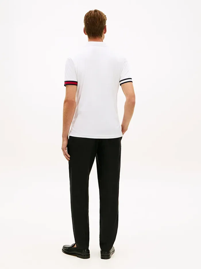 Polo Slim Fit in Maglina Cotone Uomo Tommy Hilfiger Bianca art. MW0MW42743 YBR, foto 3 di 3