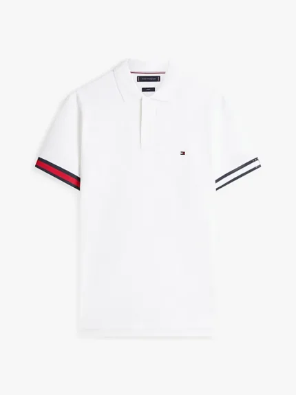 Polo Slim Fit in Maglina Cotone Uomo Tommy Hilfiger Bianca art. MW0MW42743 YBR