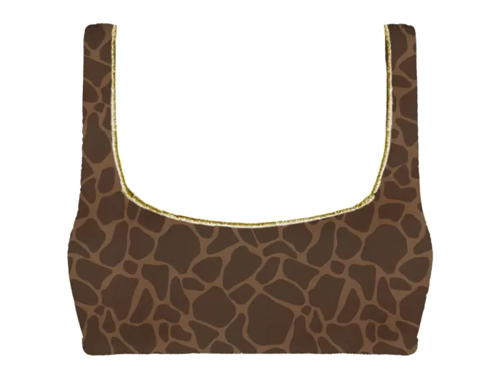 Bralette a Fascia Mc2 Saint Barth In Velluto Stampa Giraffa art. Naima Overlock Velvet Giraffe Skin 18, foto 1 di 1