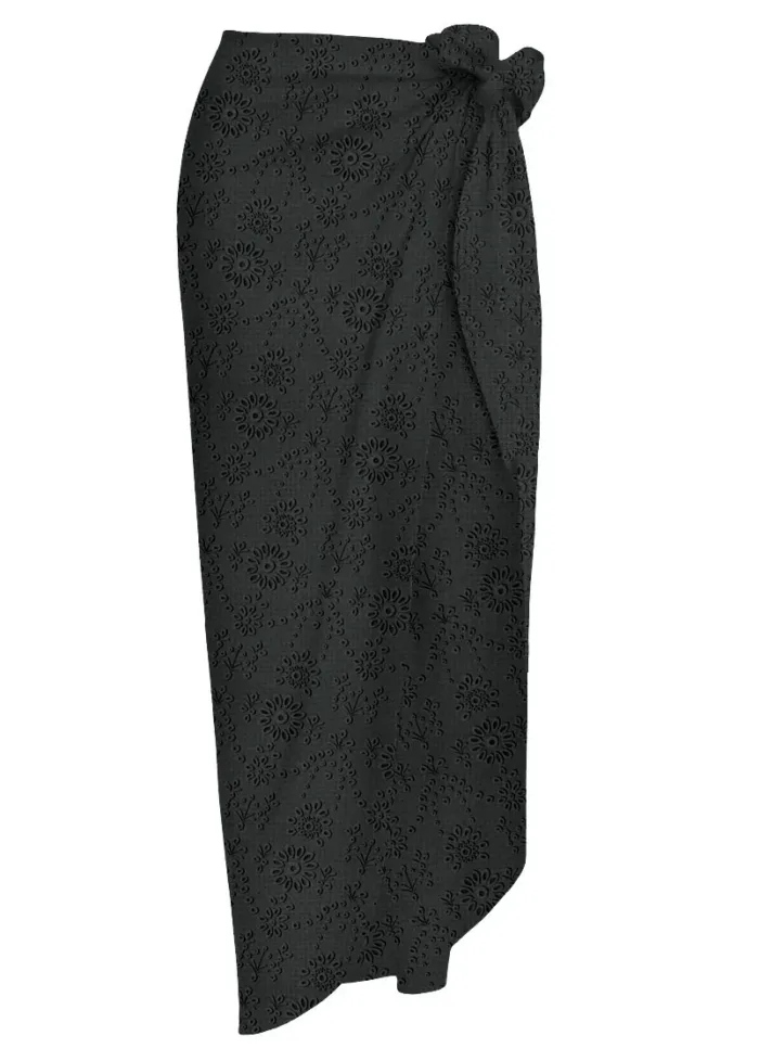 Gonna Pareo Mc2 Saint Barth in Sangallo Nero art. Oasi Linen Morris Flower Embry 00, foto 1 di 1