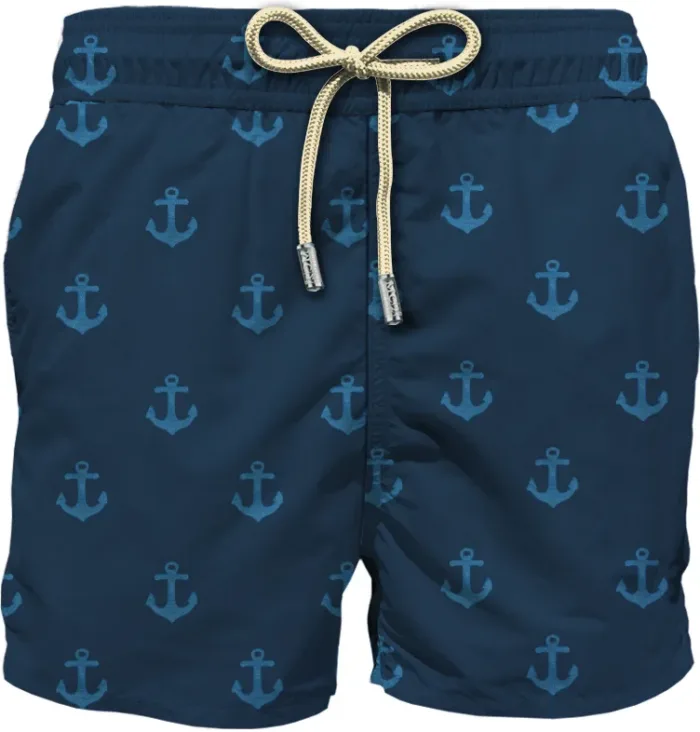 Costume Mc2 Saint Barth Blu con Ancore Ricamate art. Patmos The Riviera Jacquard Anchor 61, foto 1 di 1