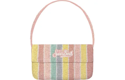 Pochette con Manico Mc2 Saint Barth Righe Rosa art. Pearl Shoulder Bag Sb Sorbet Stripes Emb