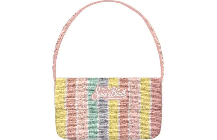 Pochette con Manico Mc2 Saint Barth Righe Rosa art. Pearl Shoulder Bag Sb Sorbet Stripes Emb, foto 1 di 1