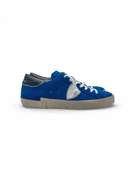 Sneakers Uomo Philippe Model Paris Prsx in Camoscio Blu Elettrico e Spoiler Blu art. PRLU XS17
