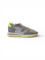 Sneakers Uomo Philippe Model Tropez Haute In Camoscio e Nylon Grigio con Dettagli Fluo art. TKLU WRN2