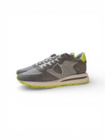 Sneakers Uomo Philippe Model Tropez Haute In Camoscio e Nylon Grigio con Dettagli Fluo art. TKLU WRN2 - immagine 3
