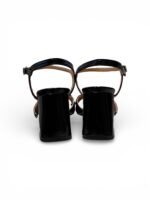 Sandali Donna con Cinturino alla Caviglia Le Moc in Pelle Lucida Nera  con Morsetto Oro Tacco 8 cm art. Mia Verlux Nero - immagine 5