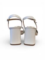 Sandali Donna con Cinturino alla Caviglia Le Moc In Nappa Bianca con Morsetto Oro Tacco 8 cm art. Mia Nappa Off White - immagine 5