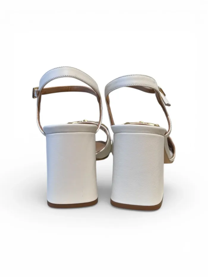 Sandali Donna con Cinturino alla Caviglia Le Moc In Nappa Bianca con Morsetto Oro Tacco 8 cm art. Mia Nappa Off White, foto 5 di 5