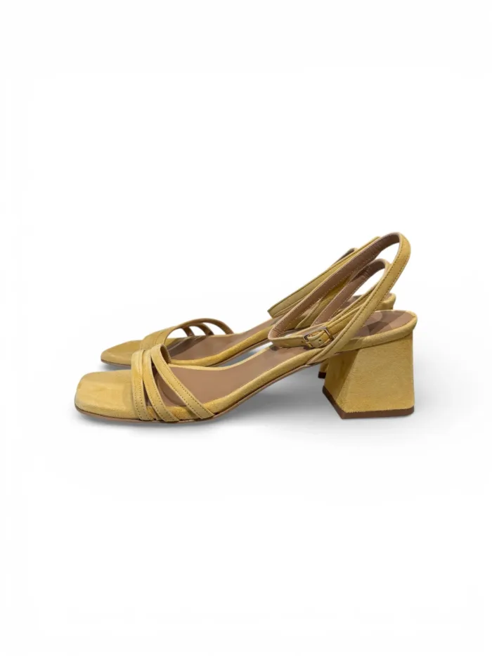 Sandali Donna con Cinturino alla Caviglia Le Moc In Camoscio Beige Tacco 6 cm art. Laura Camoscio Ocra, foto 4 di 5