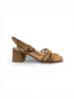 Sandali Donna con Cinturino alla Caviglia Le Moc In Camoscio Cuoio Tacco 6 cm art. Laura Camoscio Tabacco