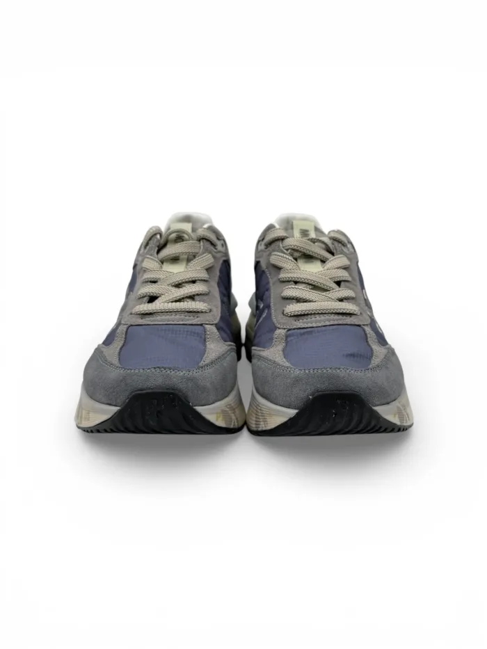 Sneakers Premiata Uomo in Camoscio Grigio e Nylon Blu art. Moerun 8077, foto 3 di 5