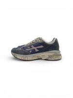 Sneakers Premiata Uomo in Camoscio Grigio e Nylon Blu art. Moerun 8077 - immagine 4