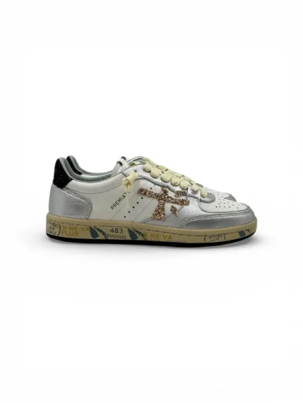 Sneakers Premiata Donna in Pelle Bianca e Argento art. Bskt Clayd 8170